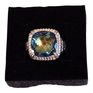 Mystic Topaz Clear Crystal Sterling Silver Ring 7